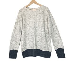 NEW Monrow Sweatshirt Ivory with Gray Cuffs and Hem Size L